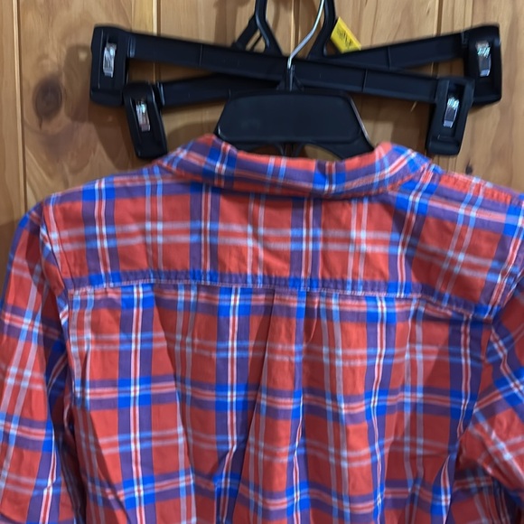 Talbots Women Long Sleeve Button Down Orangee Plaid Size Mp - Picture 5 of 5